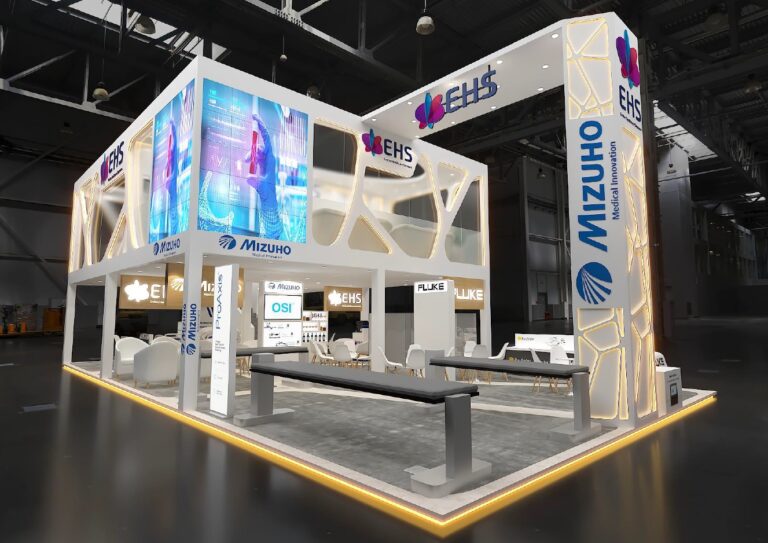 Arab Health 29 Jan 1 Feb 2024 MIZUHO Corporation Medical Innovation   Arab Health 2024 Mizuho Booth Design 768x543 